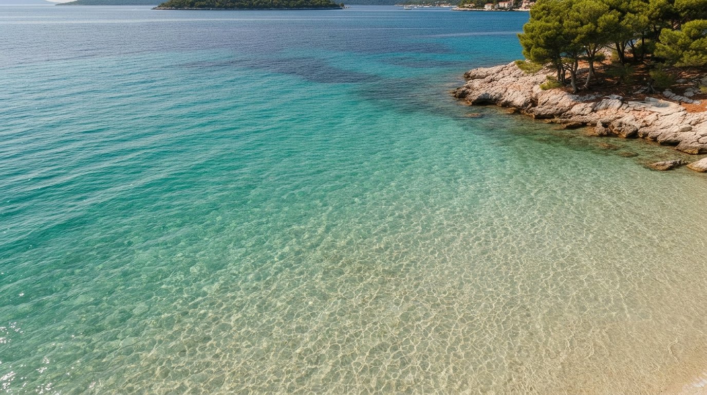 Quiet cove in the Adriatic Sea with clear turquoise water