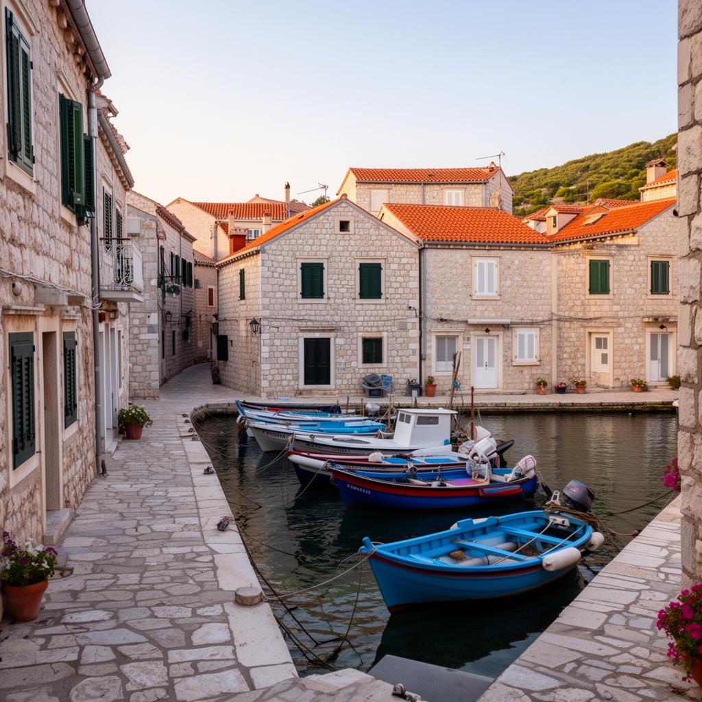 Stone harbor of a small Croatian island village