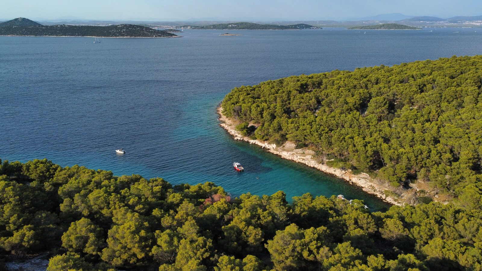 Aerial view of Zlarin island harbor